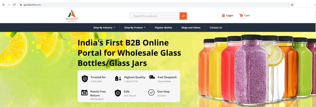 India’s First Ecommerce Portal for Glass Bottle & Glass Jar