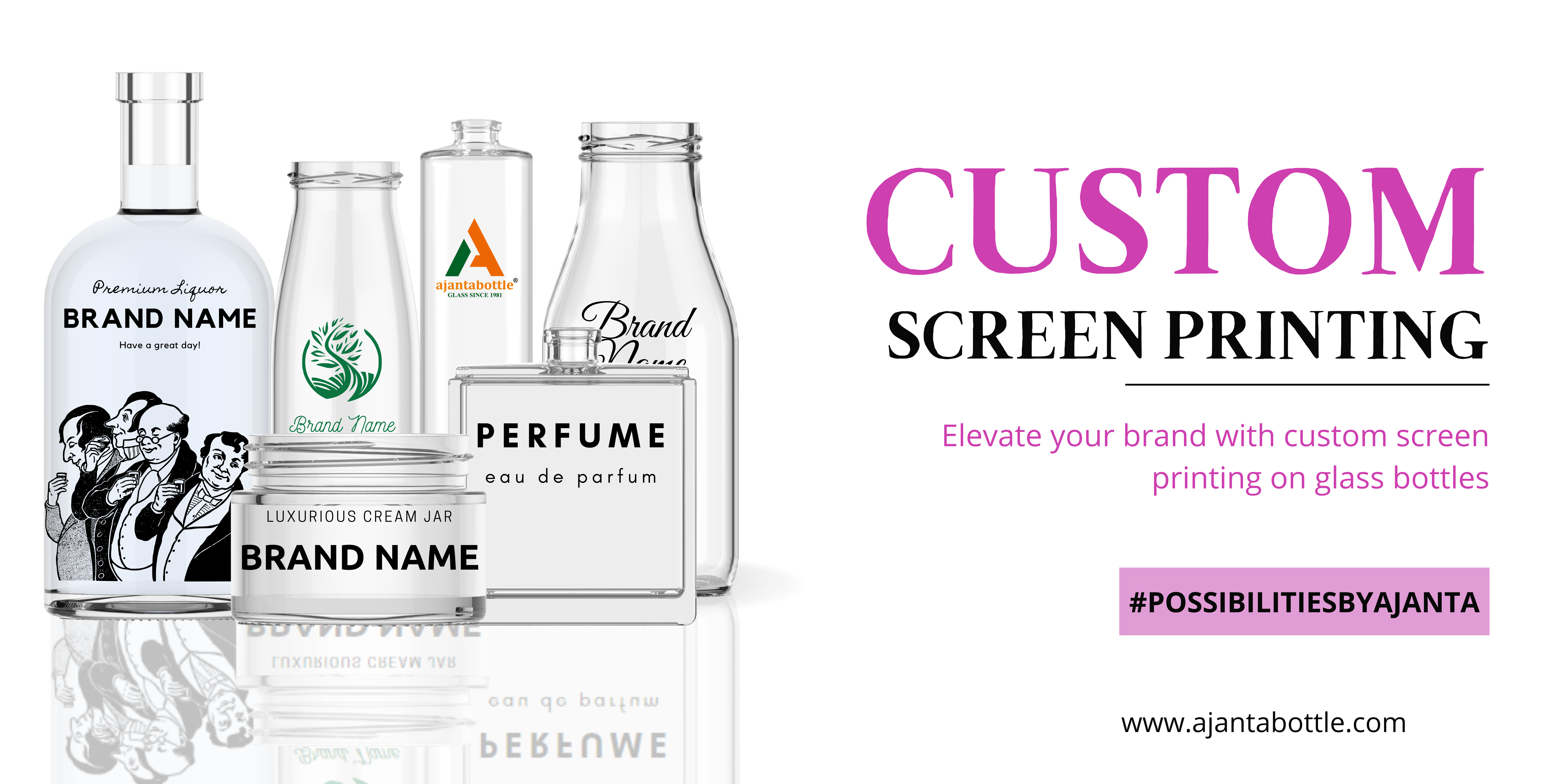 Printing on Glass Bottles, Printing on Glass Jars Glass Bottle Printing Service in India, Printing Services