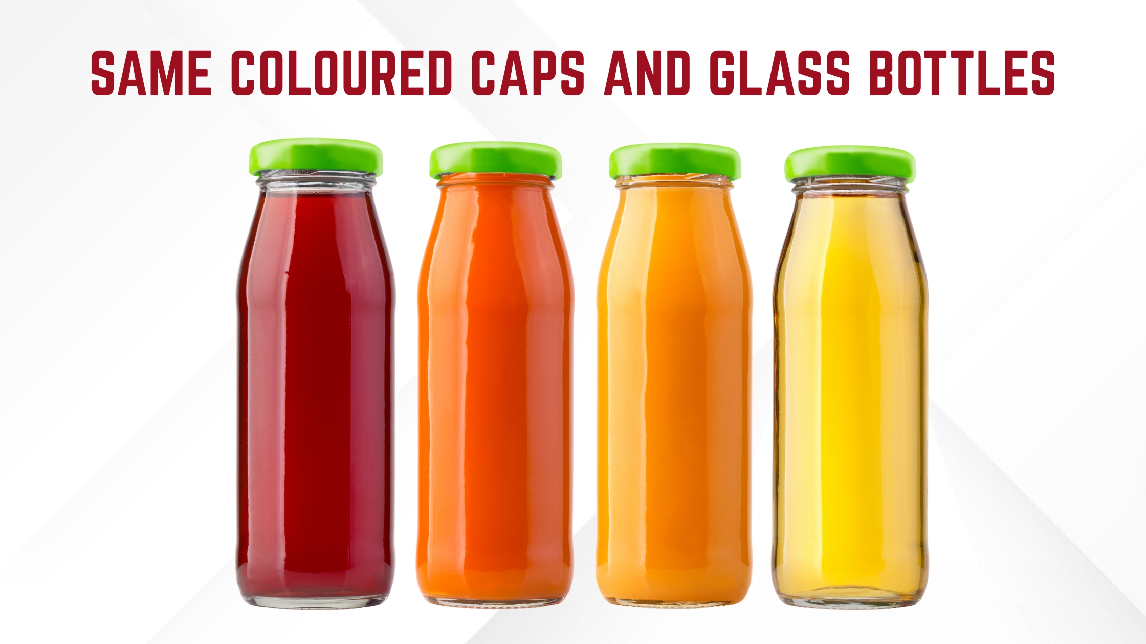 glass juice bottle with green lug caps