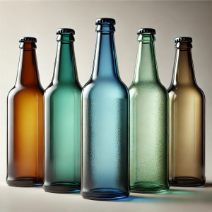 Glass bottles with colour coating
