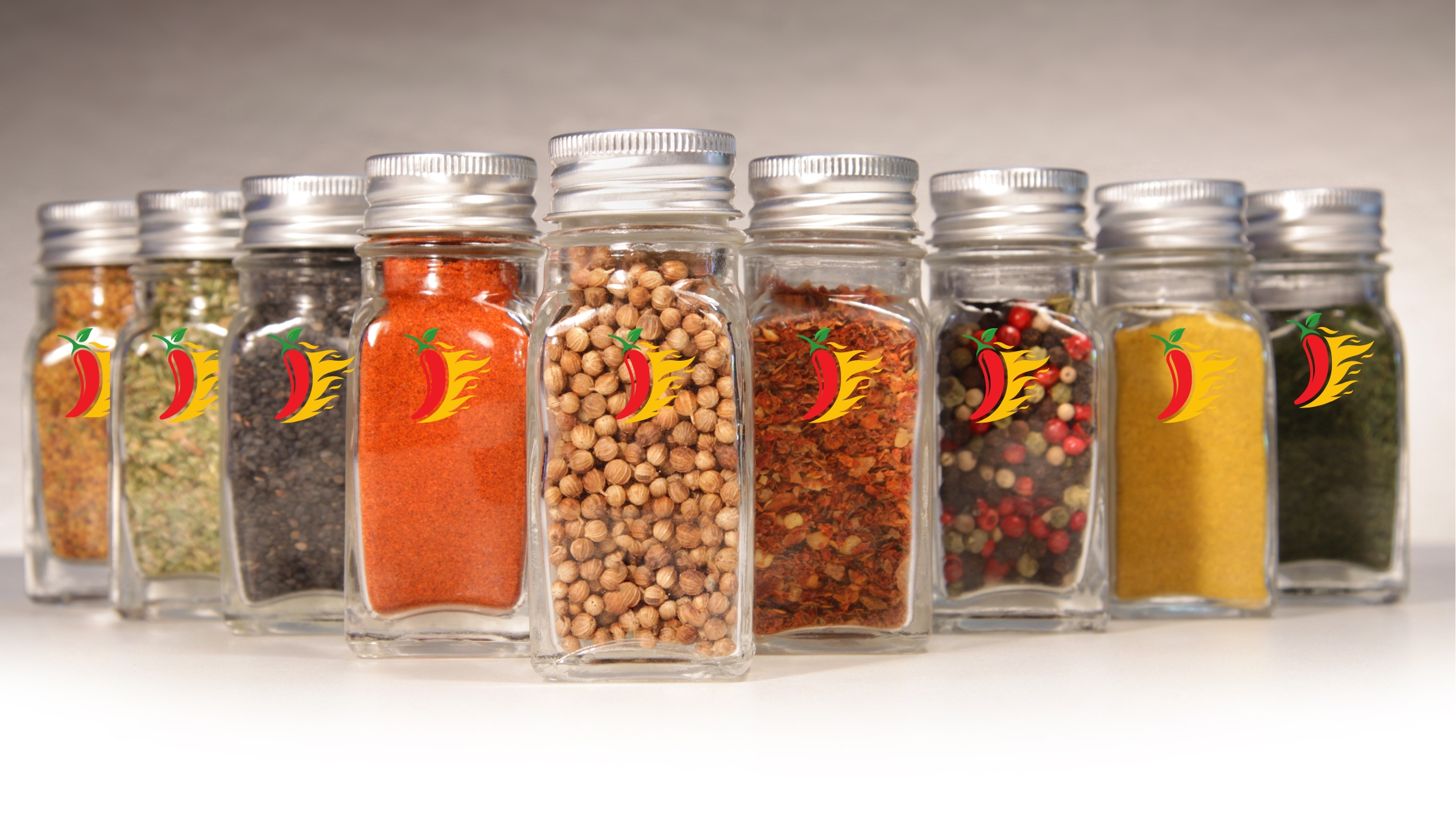 Glass jars for spices with logo printing