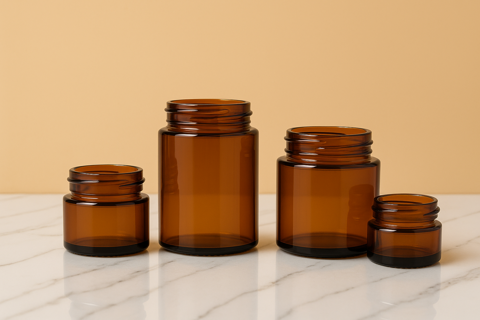 AMBER GLASS JARS