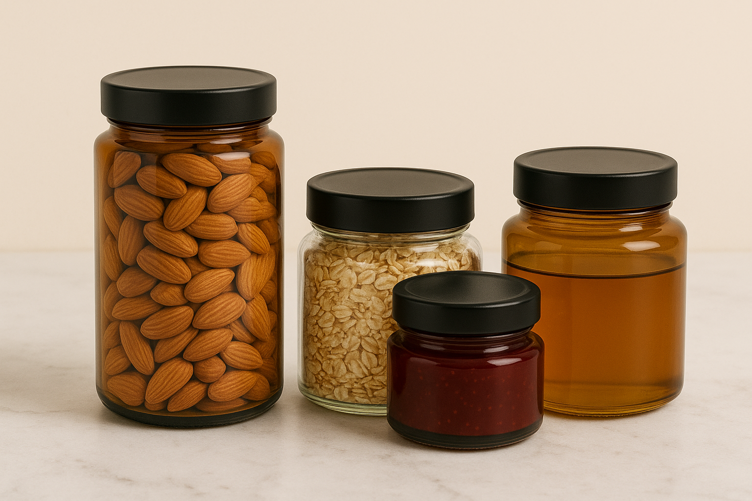 AMBER GLASS JARS