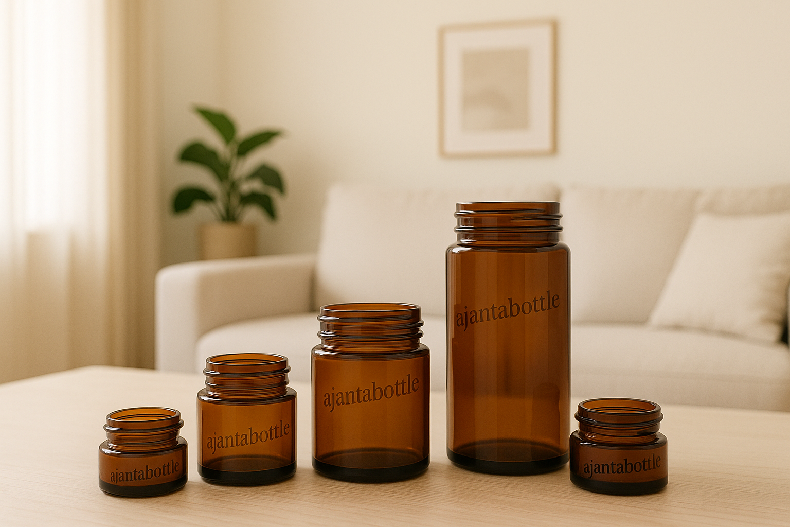 AMBER GLASS JARS