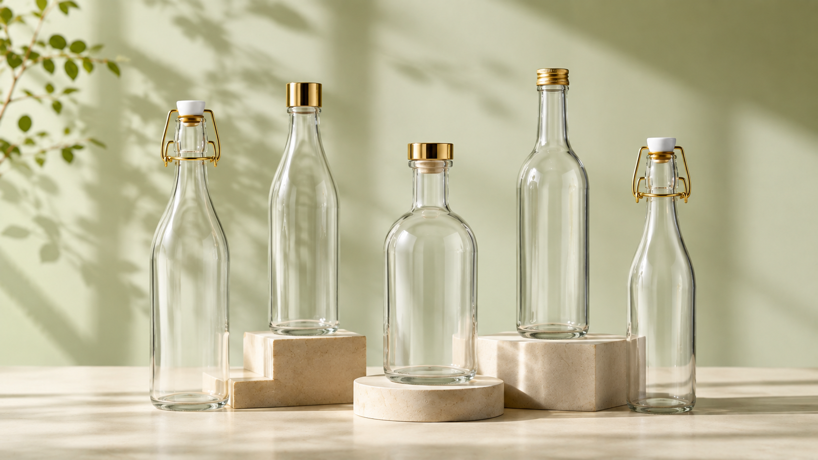 GLASS BEVERAGE BOTTLES